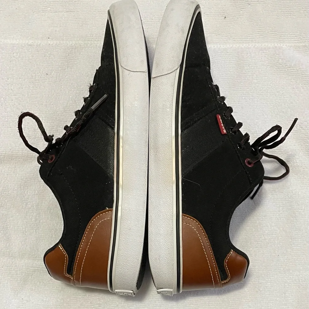 Levi's Men's Black Brown Sneakers Size 9.5 Casual Lace Up‎ Shoes